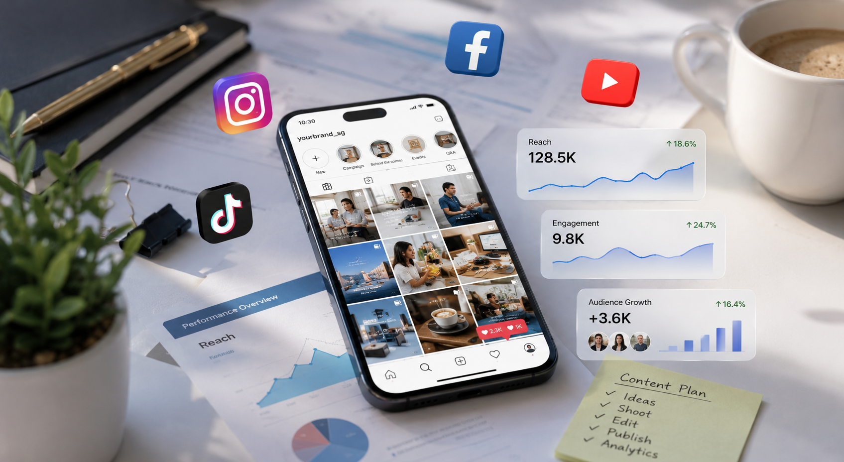 Social media brand and engagement visuals