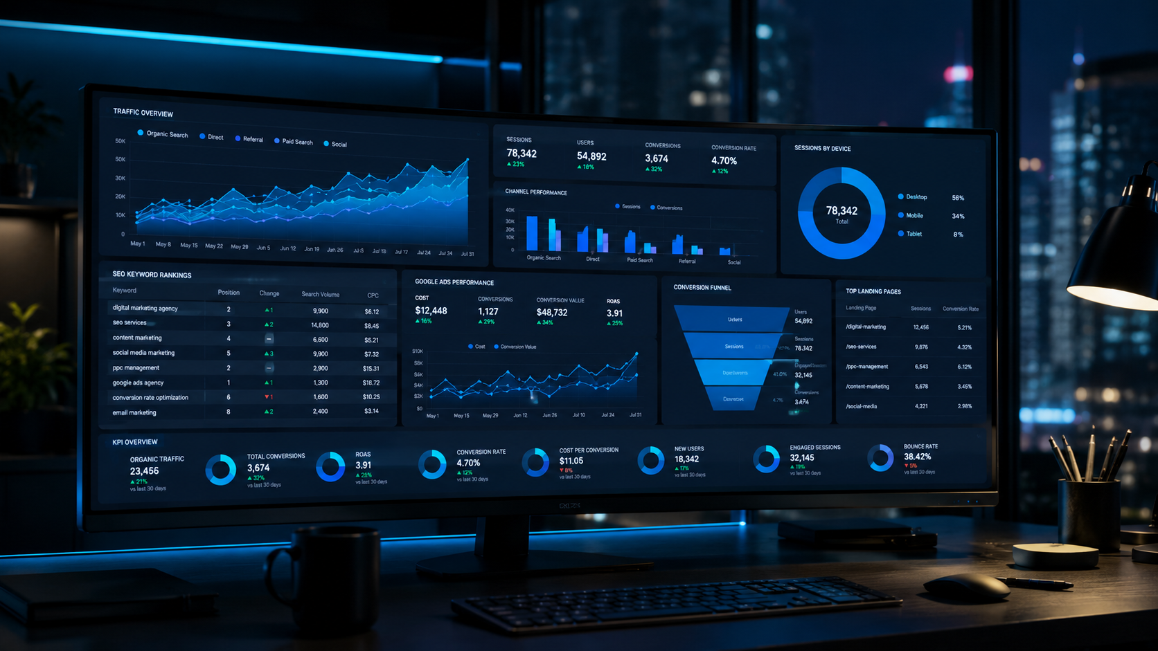 Analytics dashboard showing campaign performance metrics